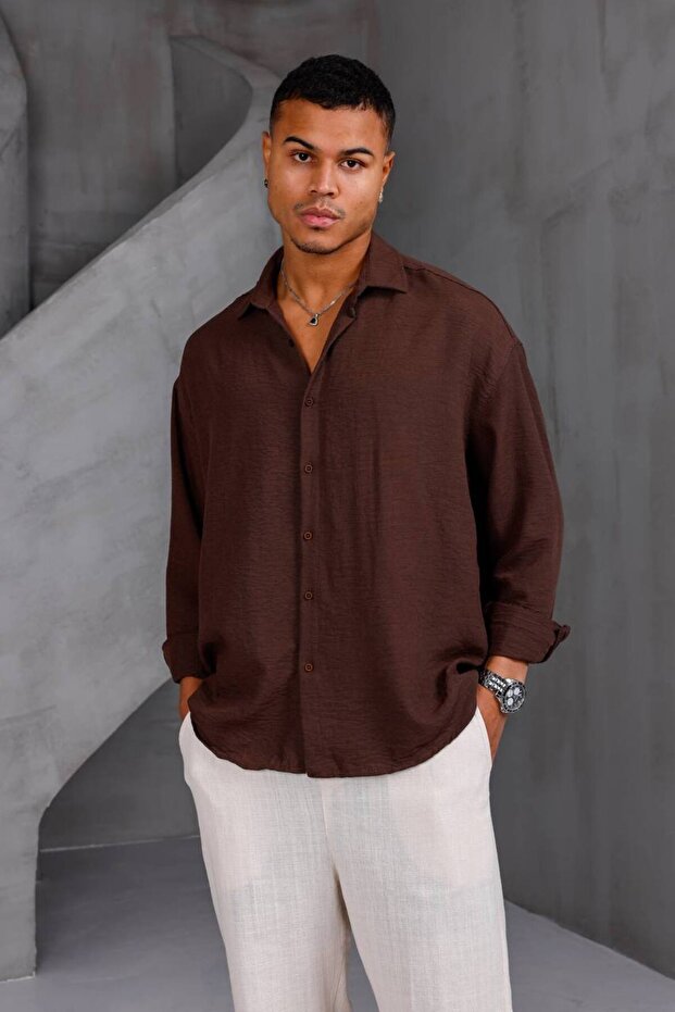 Oversize Keten Gömlek - 3