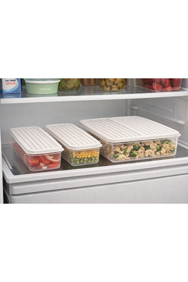 3-Piece Modular Refrigerator Storage Container Set Organizer Box