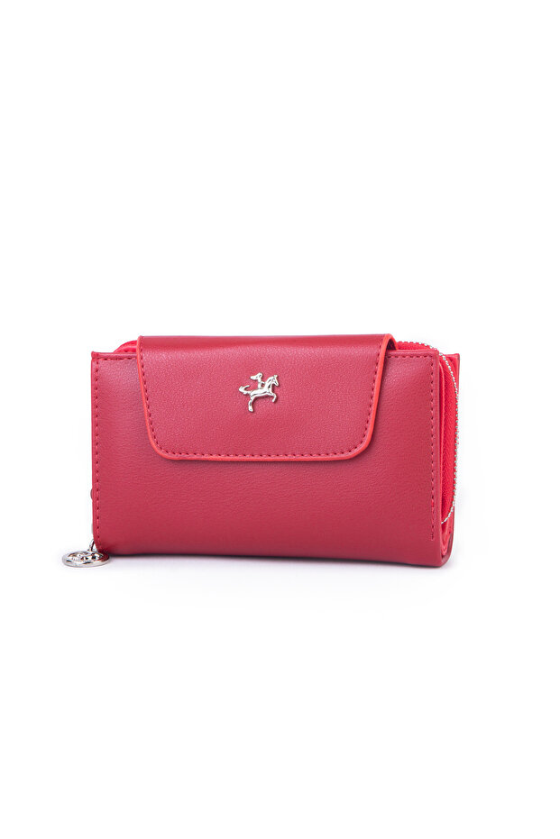 Women's Medium Size Multi-Card Holder and Coin Compartment Red Dona