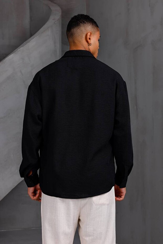 Oversize Keten Gömlek - 2