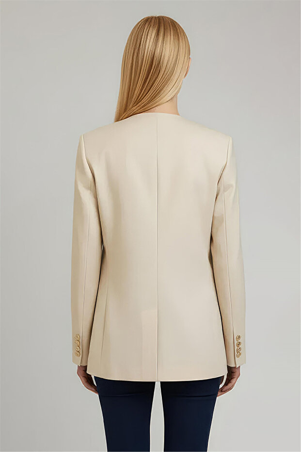 Bej V-Yaka Ceket - 3