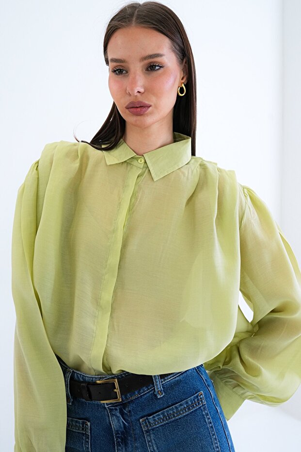 Balon Kol Oversize Gömlek - 4