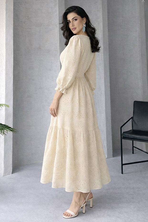 Fisto Elbise A1430 Krem - 3