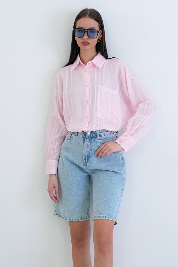 Tek Cepli Transparan Gömlek - 2