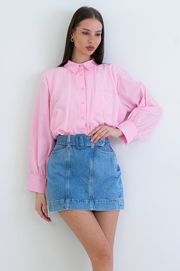 Tek Cepli Crop Gömlek - 3