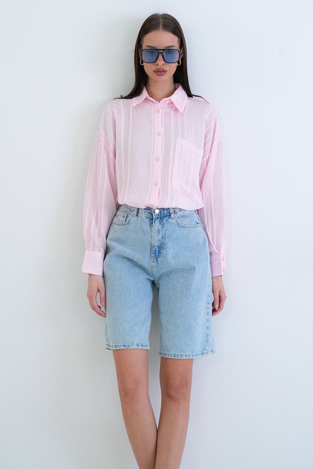 Tek Cepli Transparan Gömlek - 4