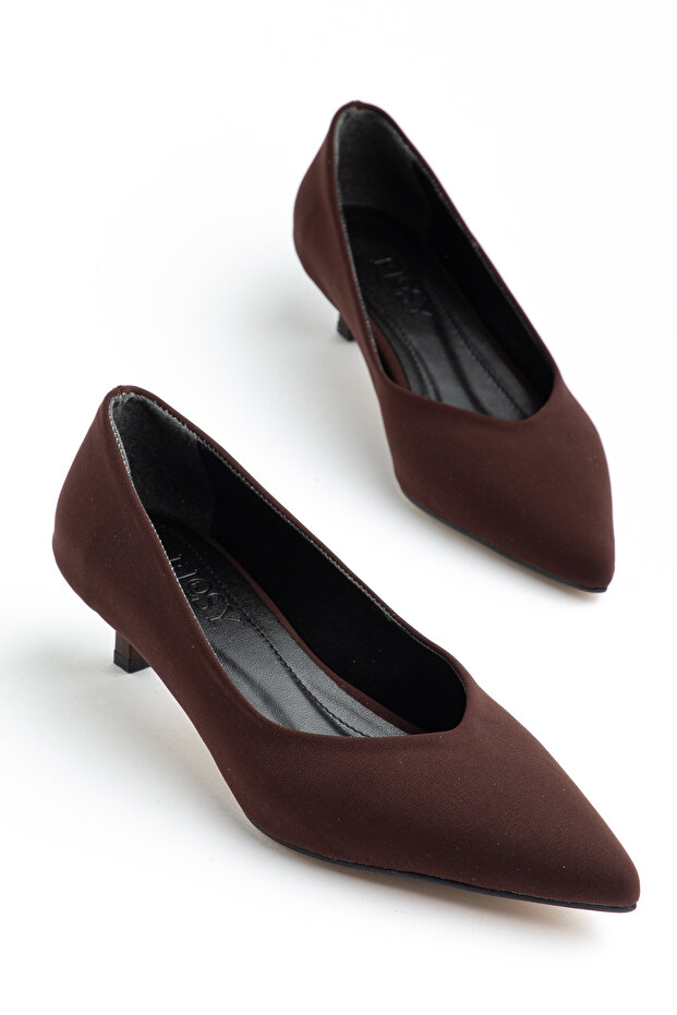 Huun Brown Satin Low-Heeled Shoes