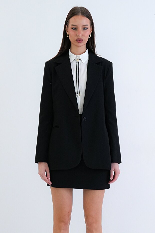 Tek Düğmeli Blazer Ceket - 3