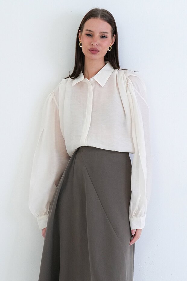 Balon Kol Oversize Gömlek - 5