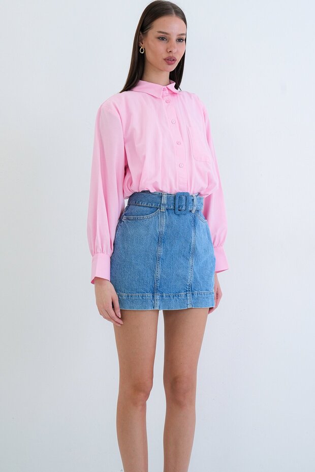 Tek Cepli Crop Gömlek - 4