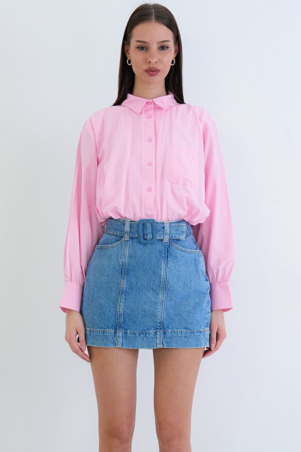 Tek Cepli Crop Gömlek - 5