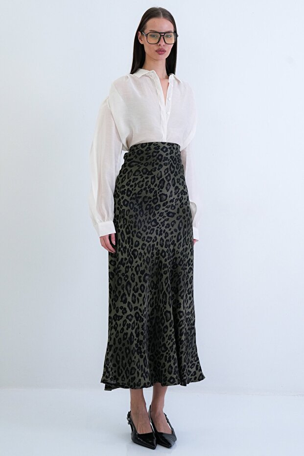 Leopard Patterned Maxi Skirt - 3
