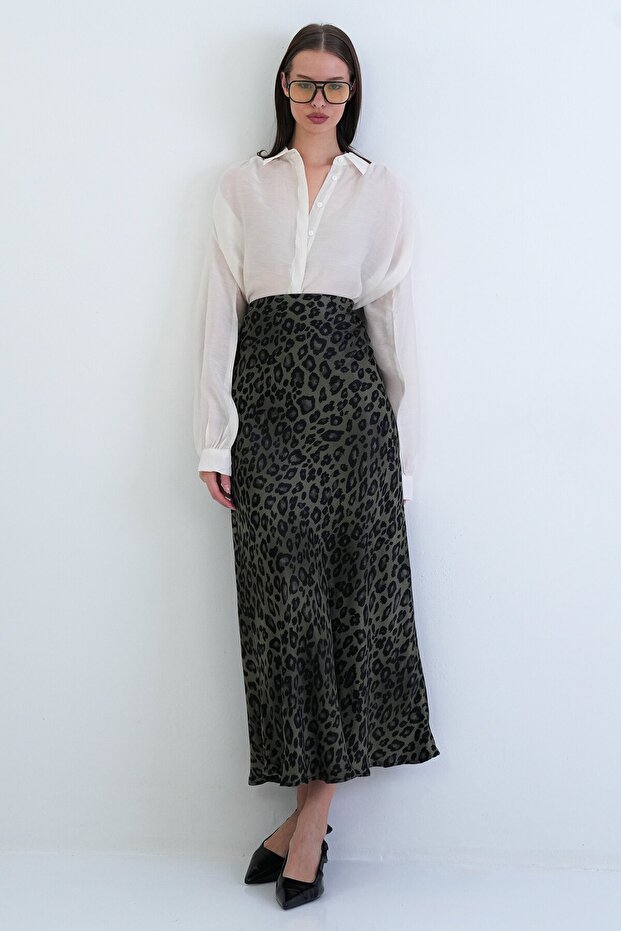 Leopard Patterned Maxi Skirt - 5