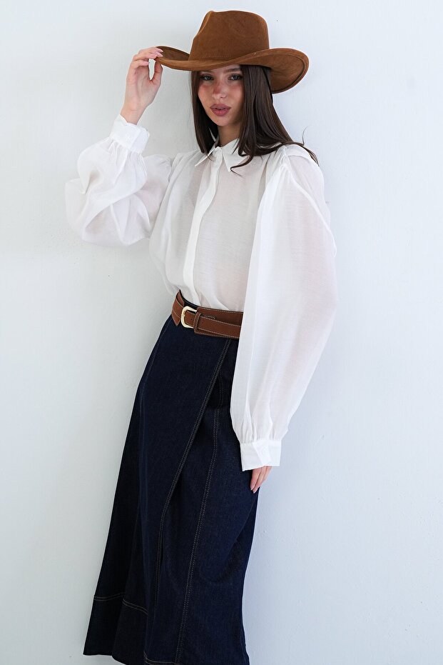 Balon Kol Oversize Gömlek - 4