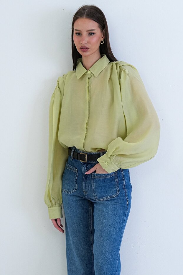 Balon Kol Oversize Gömlek - 6