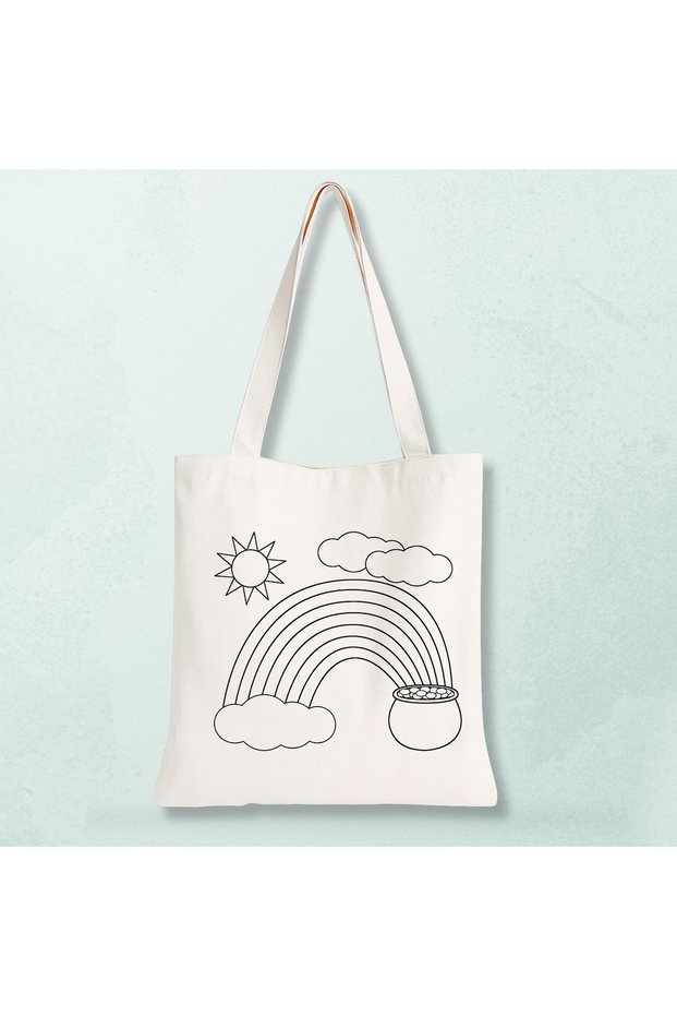 Rainbow Paintable Cloth Bag 35X40 cm - Children's Activity and Bag Painting Set - Educational Gift