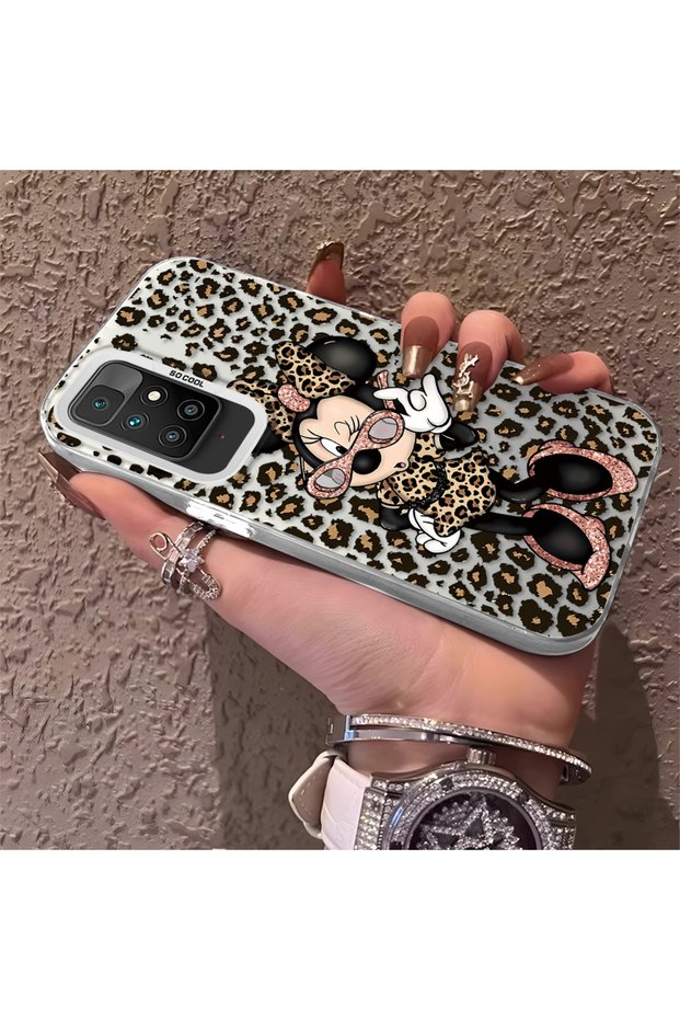 Silicone Edge Hard Back Phone Case Compatible with Redmi 10 2022 Minnie Pattern