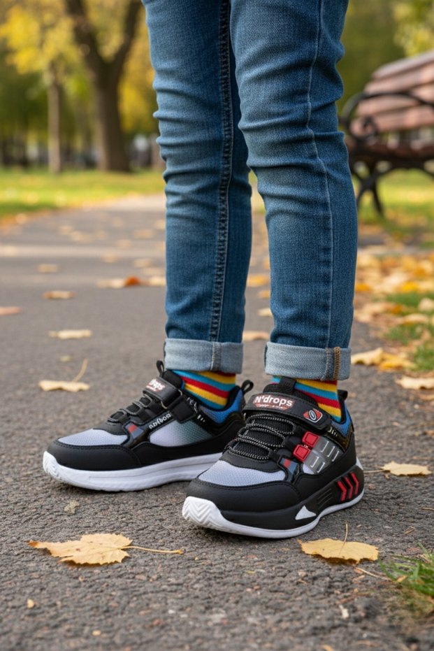 Zuzu Velcro and Lace-Up Casual Children's Sneaker Sports Shoes