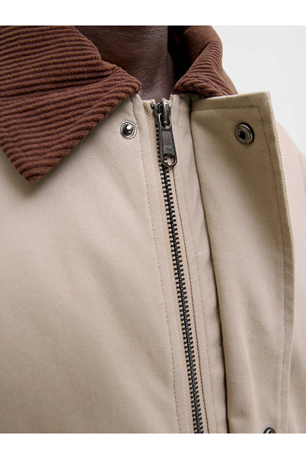 Collar Detailed Beige Men's Jacket 12288889 - 5