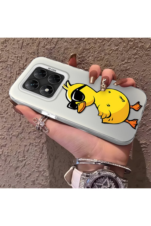 Silicone Edge Hard Back Phone Case Compatible with Poco X7 5g Duck Pattern