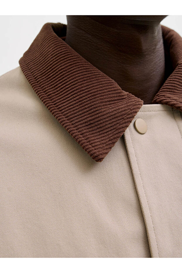 Collar Detailed Beige Men's Jacket 12288889 - 6