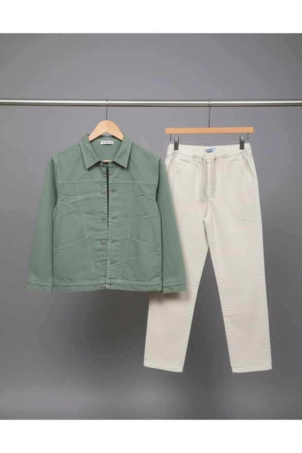 Boy's Denim Jacket and Pants Colorful Top and Bottom Set 2-Piece