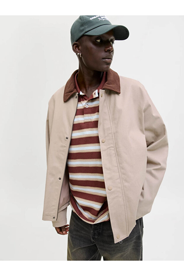 Collar Detailed Beige Men's Jacket 12288889 - 7