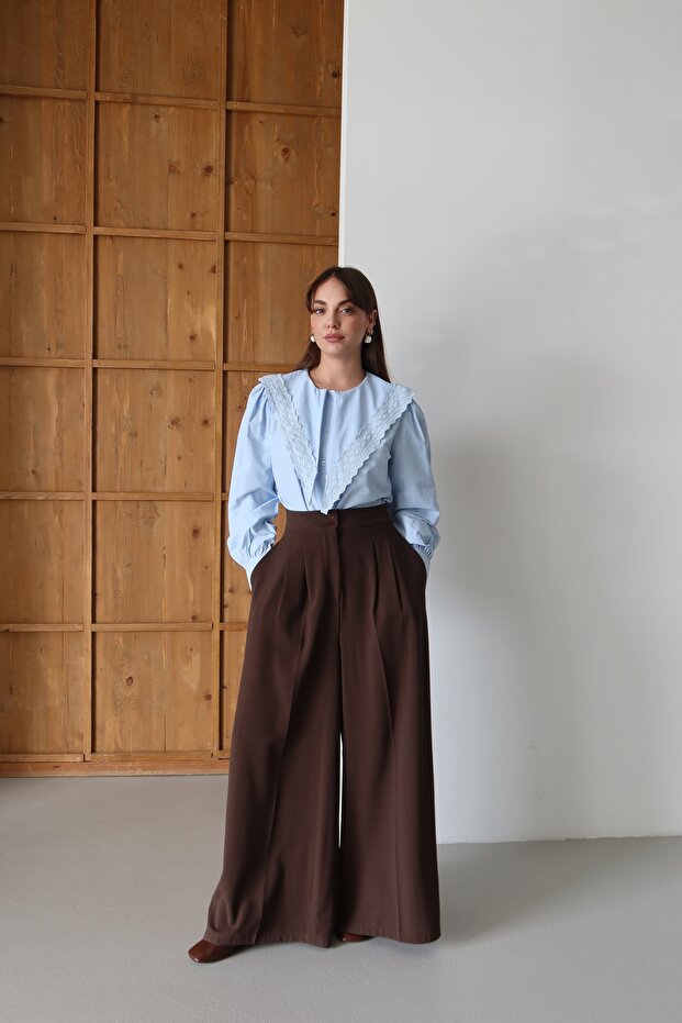 Poplin gömlek dantelli şallı - 1