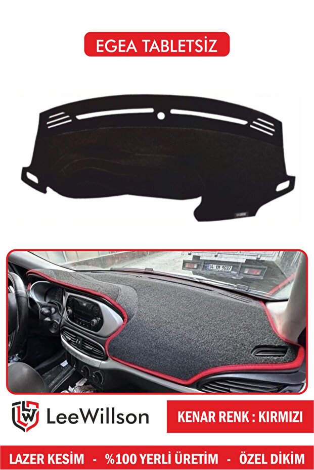 Fiat Egea Screenless Model Compatible Sunscreen Torpedo Cover Custom Made Edge Color Red