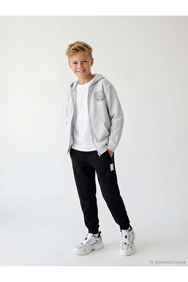 Lcw Kids Black Elastic Waist Boy's Jogger Sweatpants