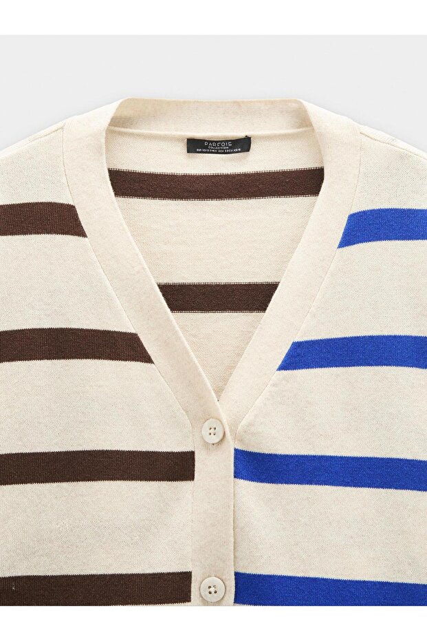 Kadın Çizgili Örme Hırka - 7