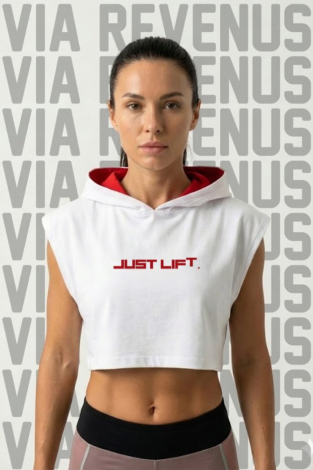 Just Lift Printed Zero Sleeve Hooded Sports Women's Crop