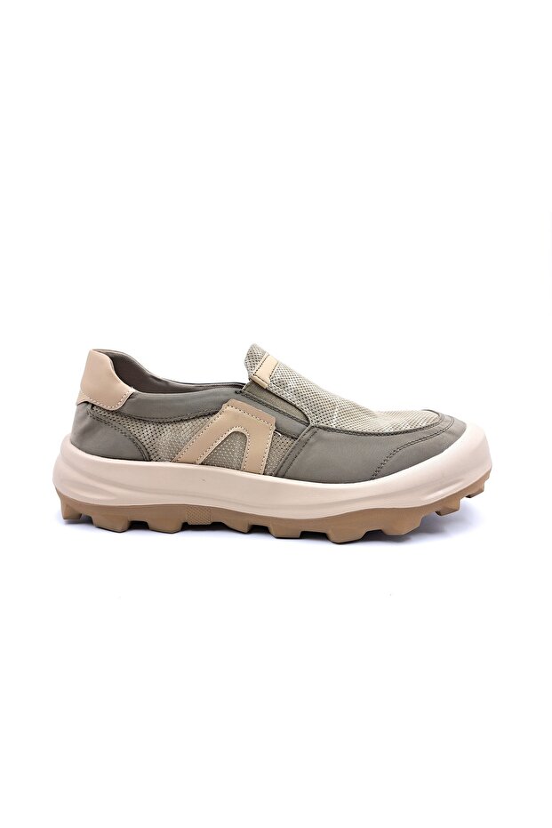 Lightweight Design Men's Laceless Comfortable Khaki Color Linen Shoes