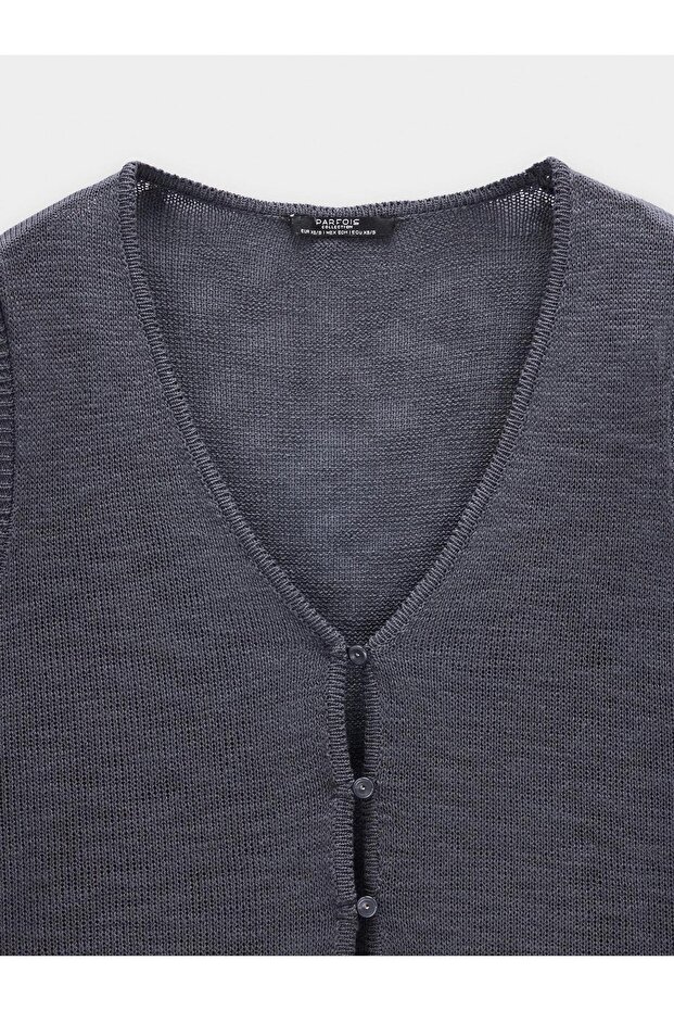 Kadın Düğmeli Örme Yelek - 6