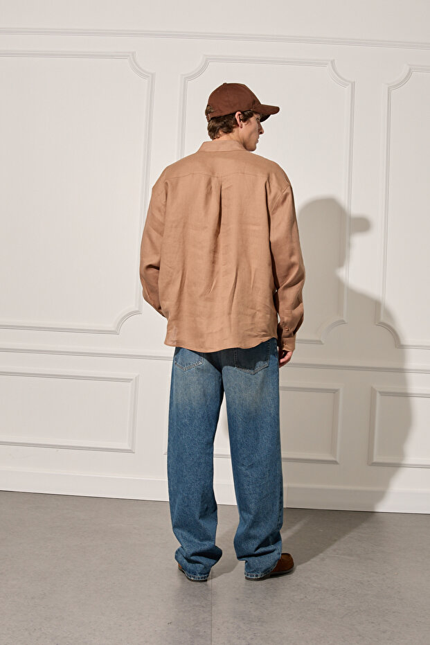 %100 Keten Basic Gömlek - 4