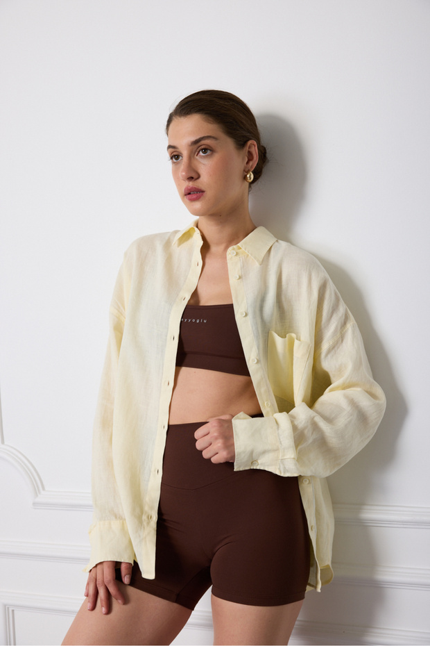 %100 Keten Basic Gömlek - 2