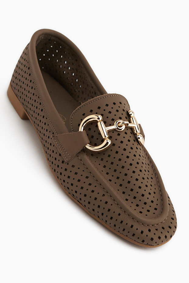 Rian Genuine Leather Mink Buckle Women's Ballerinas