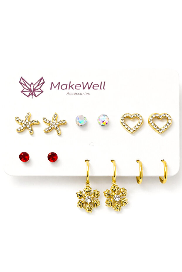 Multiple Earring Set for Girls Kuromi Stitch Tom and Jerry Cat Owl Left Hand Key Figured Rose Gold Multiple Earrings