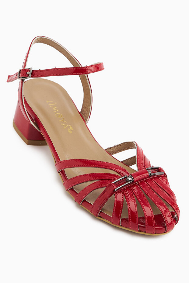 Serry Genuine Leather Red Buckle Women's Sandals