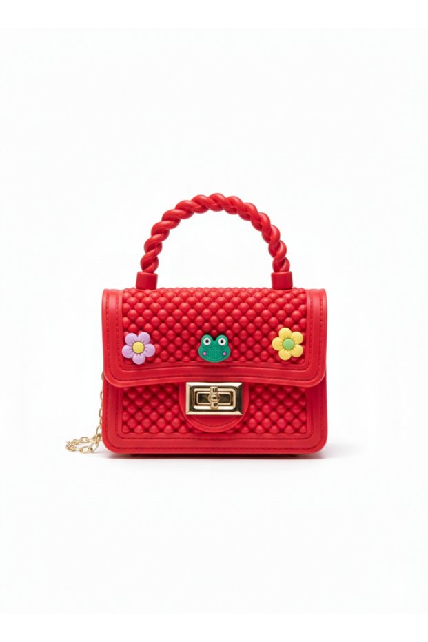 Keroppi Frog Flower Red Silicone Cross Hand Shoulder Bag Women Teen Girls Children Baby Gift