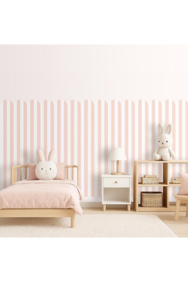 Pp-85 Arched Striped Half Wall Sticker – Self-Adhesive Wall Decoration for Baby & Kids Room