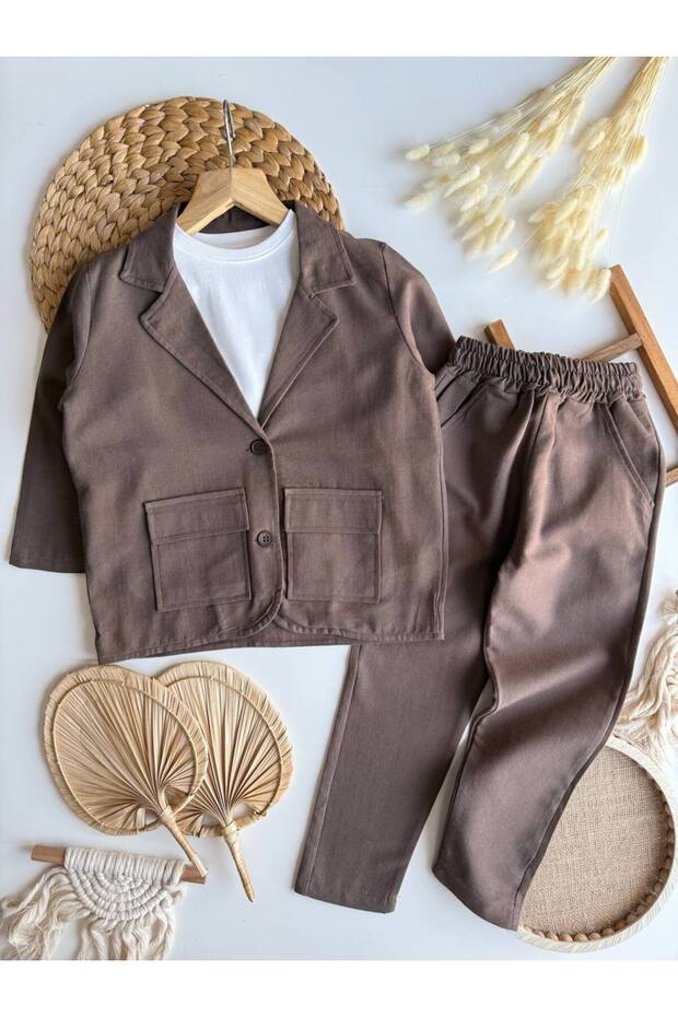 طقم بنطلون جاكيت كتان - 2