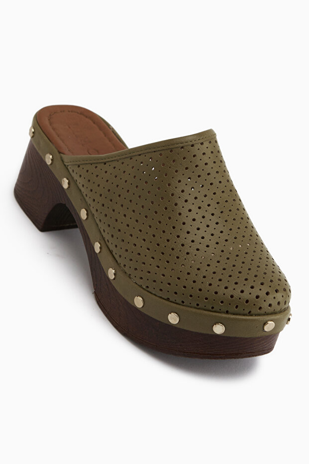 Dorita Green Platform Heeled Women's Slippers