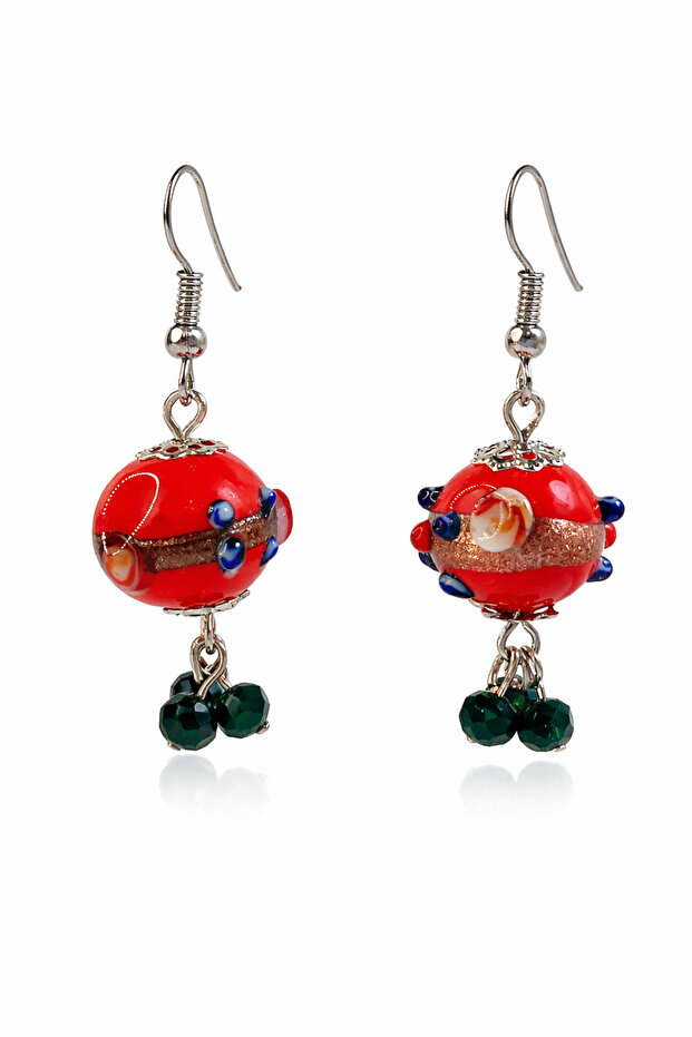 Handmade Glass Bead Crystal Stone Dangle Earrings for Women Gift