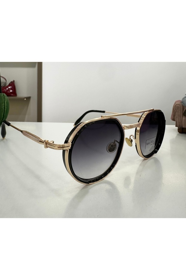 Premium Quality U400 Protection Polarized Glass Sunglasses with Gold Detail Frame