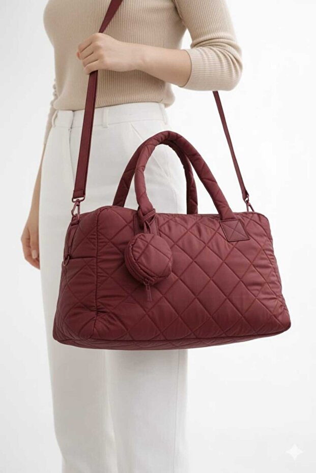 Kadın Çanta- Sportif/ Casual El ve Omuz Çantası - Bordo Çanta - 3