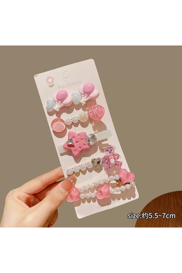 Heart Starfish Balloon Teddy Pearl Pink Luxury Trend First Quality New Season 5-Piece Girls' Women's Buckle