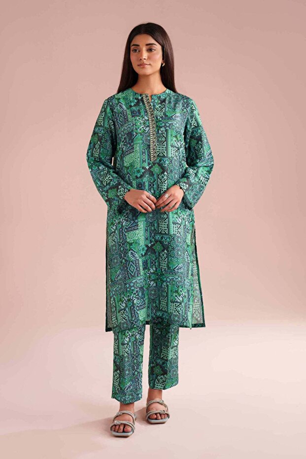2 Piece - Printed Embroidered Suit - PE 26-35