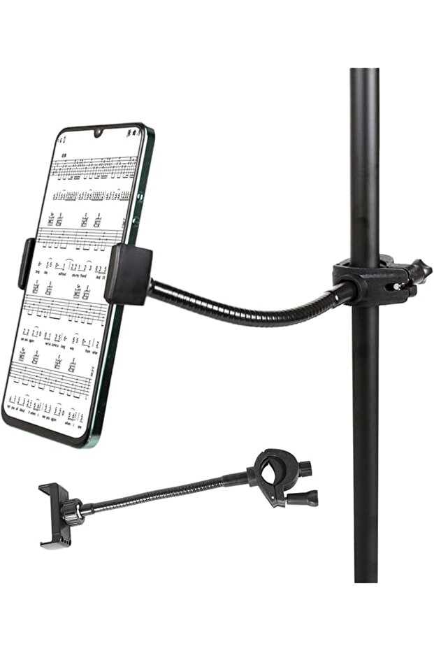 Adjustable Stand Phone Mount with Flexible Long Gooseneck Arm, Phone Music Stand Holder for Drum Kit