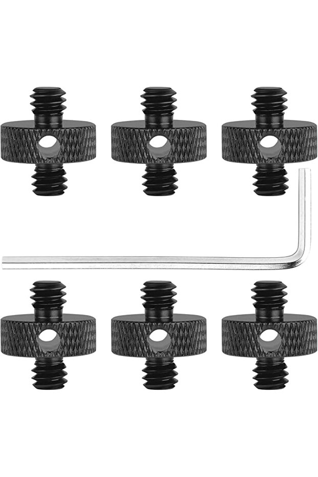 6PCS Upgraded 1/4" to 1/4" Male Threaded Tripod Screw Adapter Standard Mounting Thread Converter w/H